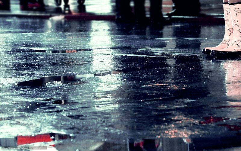 rainy street with puddles