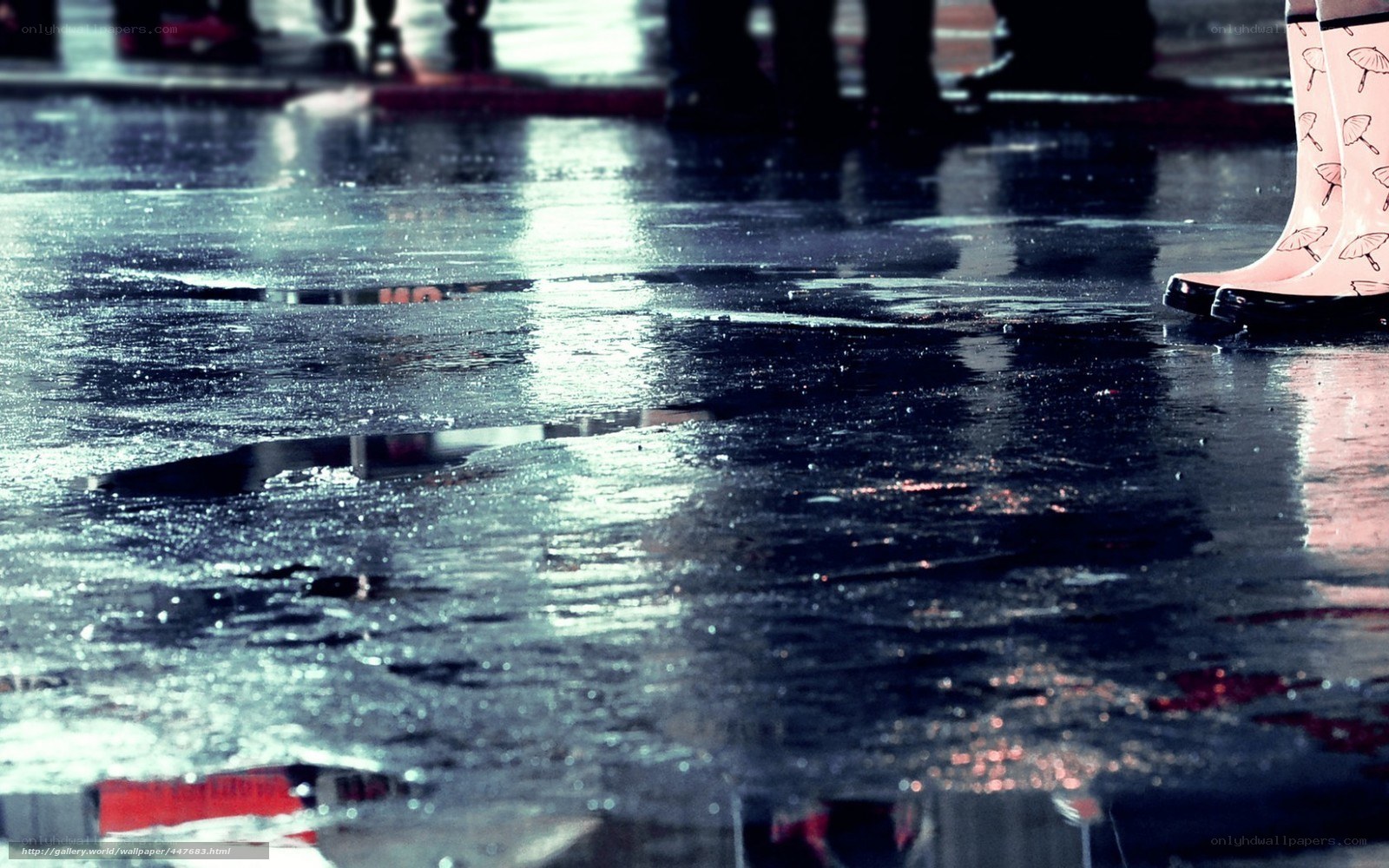 rainy street with puddles