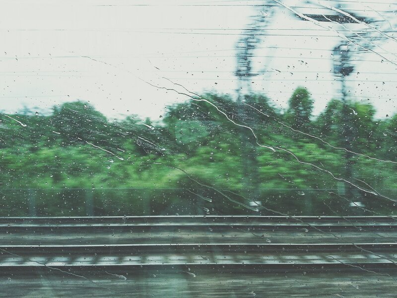Rainy Train Window View