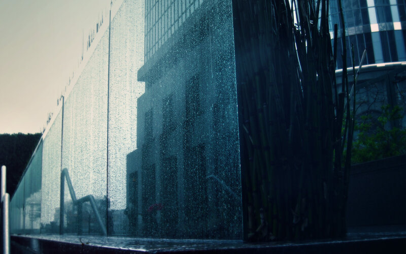 Rainy urban water feature