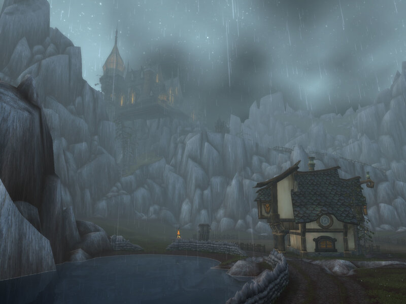 rainy village in mountainous region
