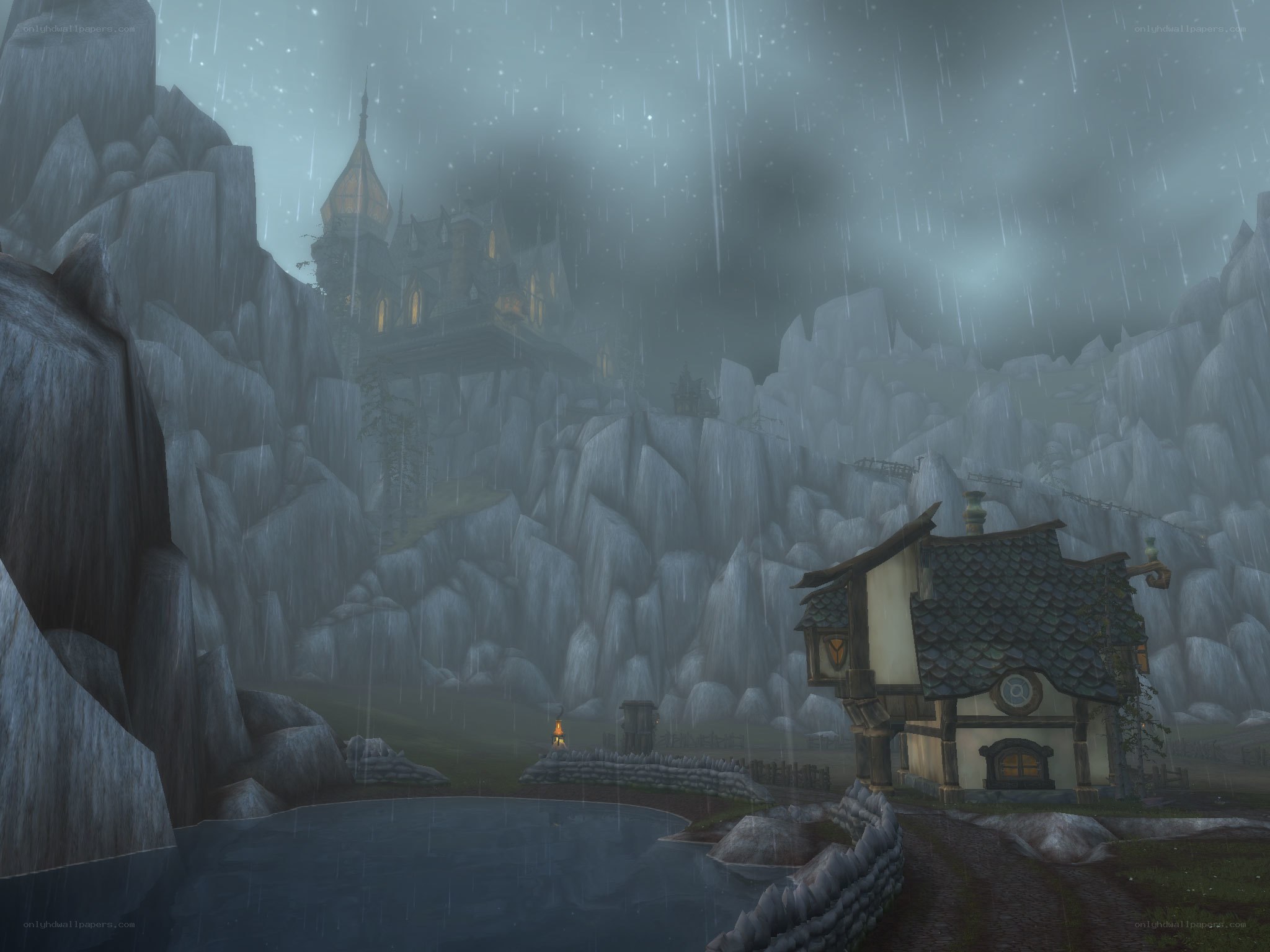 rainy village in mountainous region