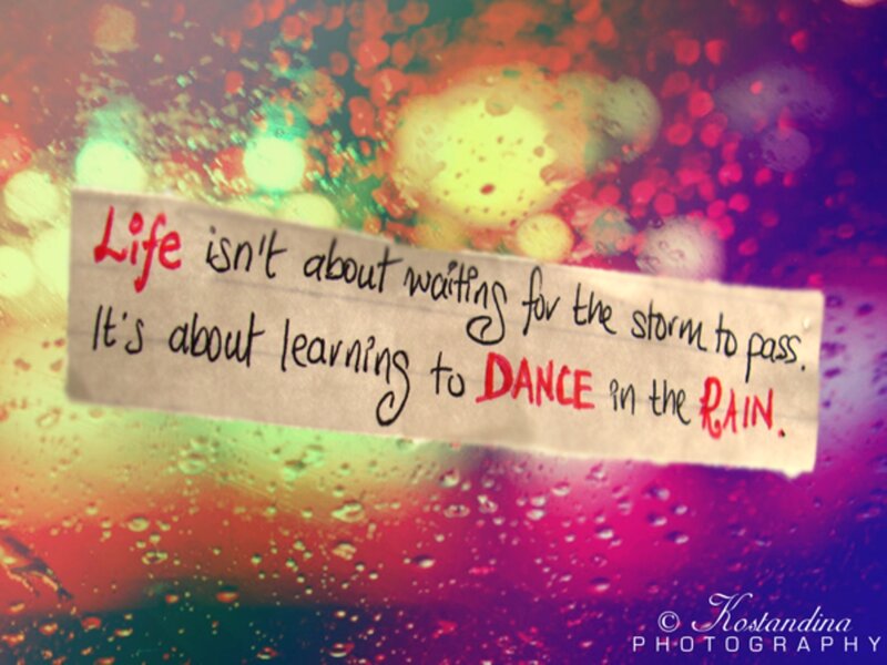Rainy Window with Quote — Purple