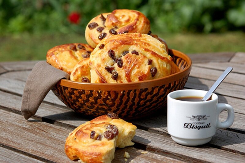 Raisin Buns in Basket