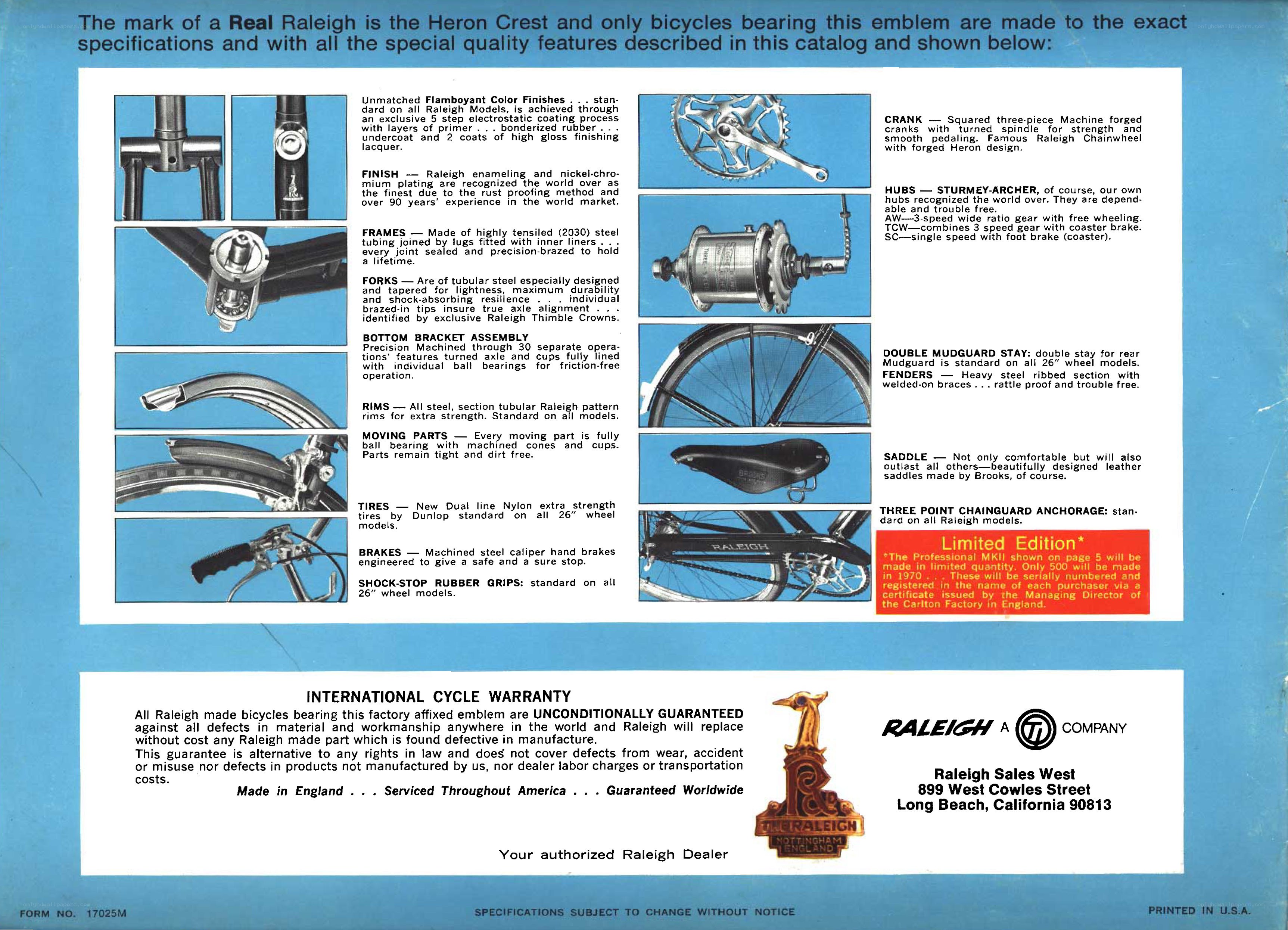 Raleigh bicycle catalog page