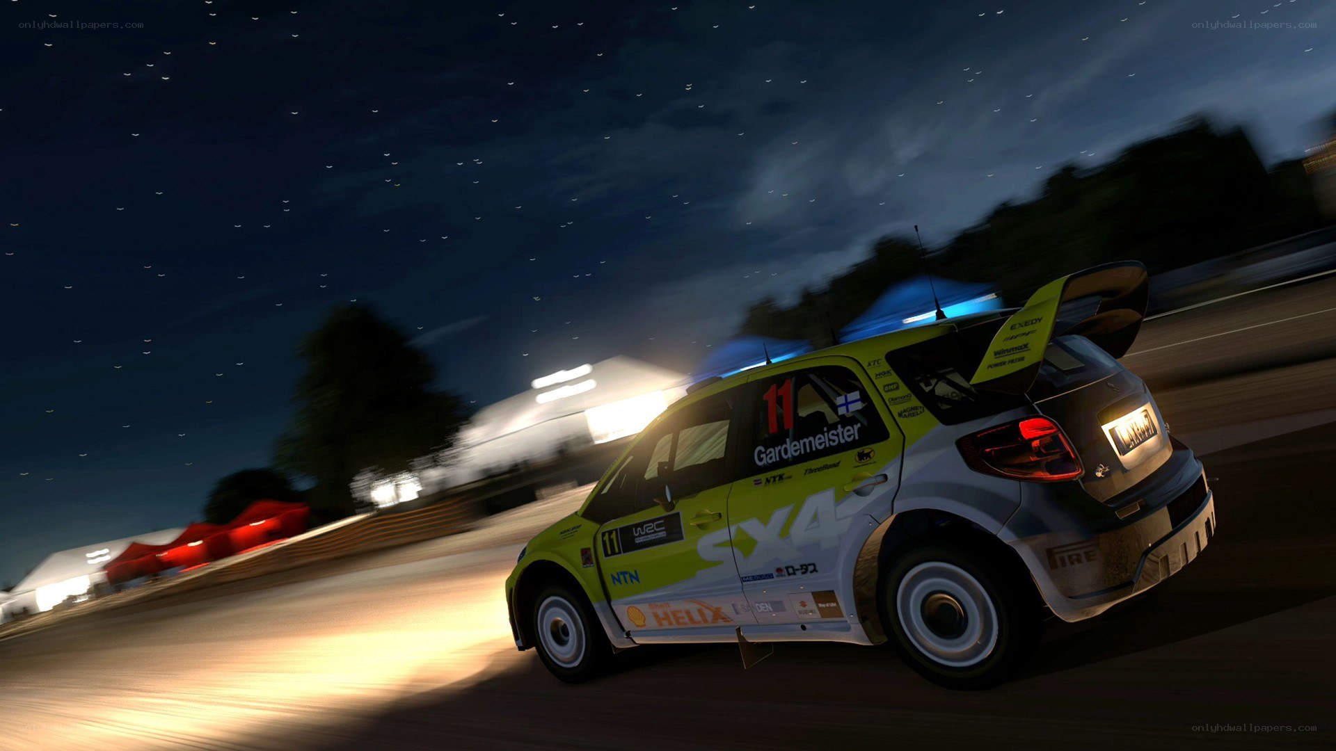 rally car at night