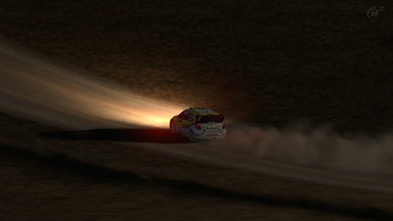 Rally car at night