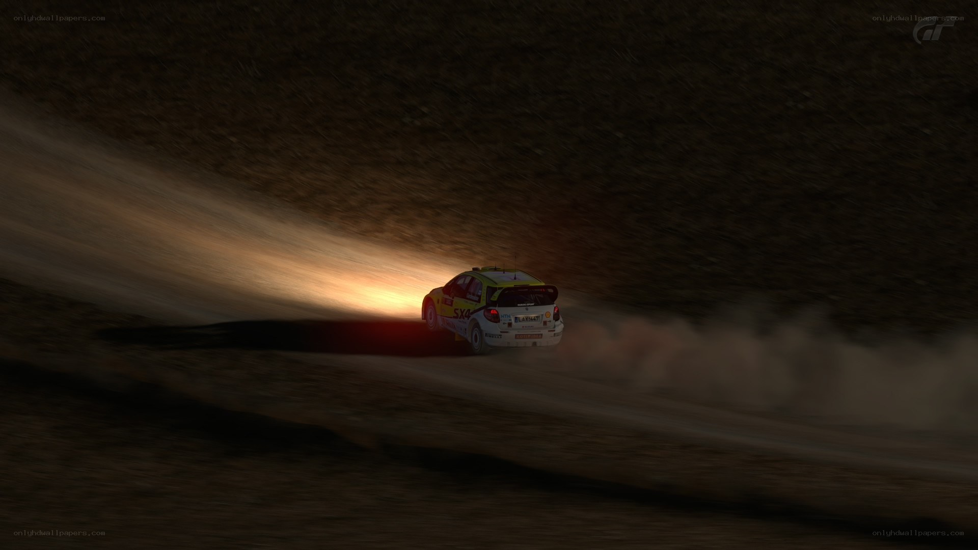 Rally car at night