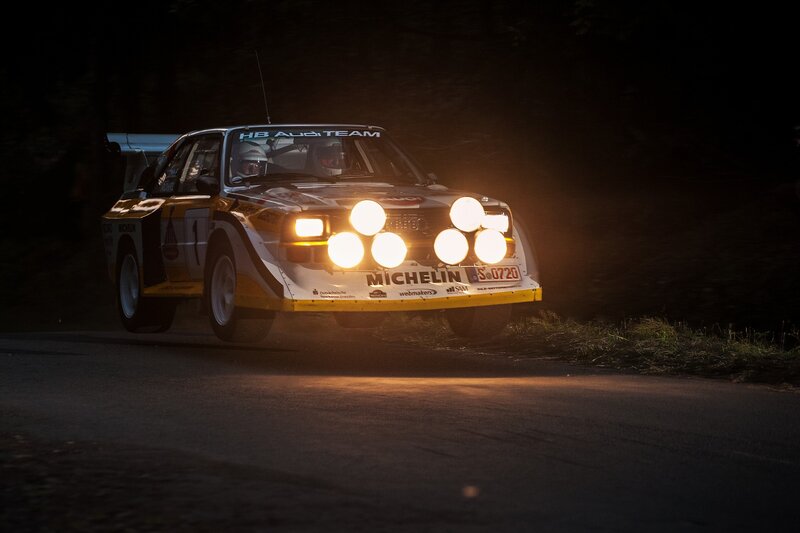 Rally Car at Night — Black, Dramatic