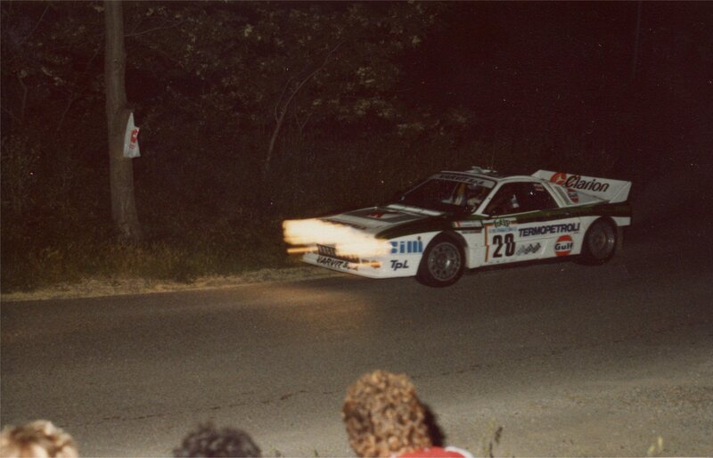 Rally car at night