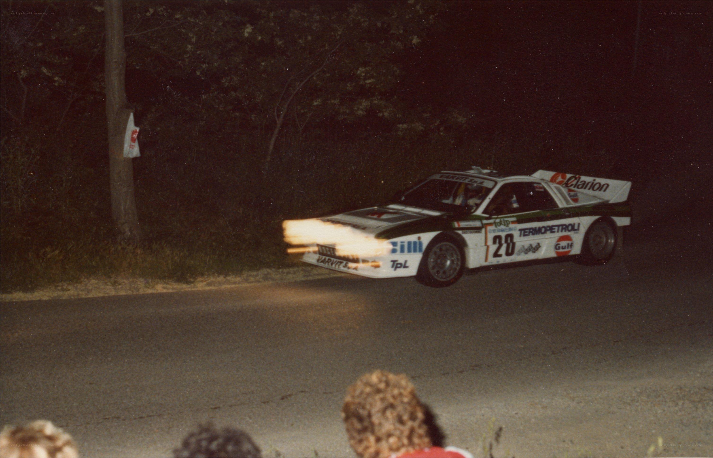 Rally car at night