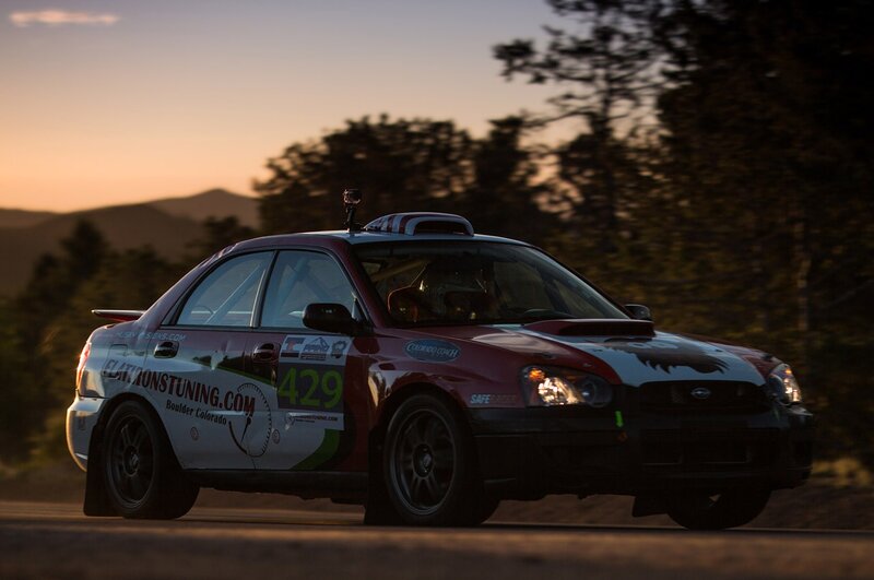Rally car at sunset