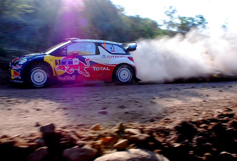 Rally Car Drifting — White, Dynamic, Afternoon, Photograph