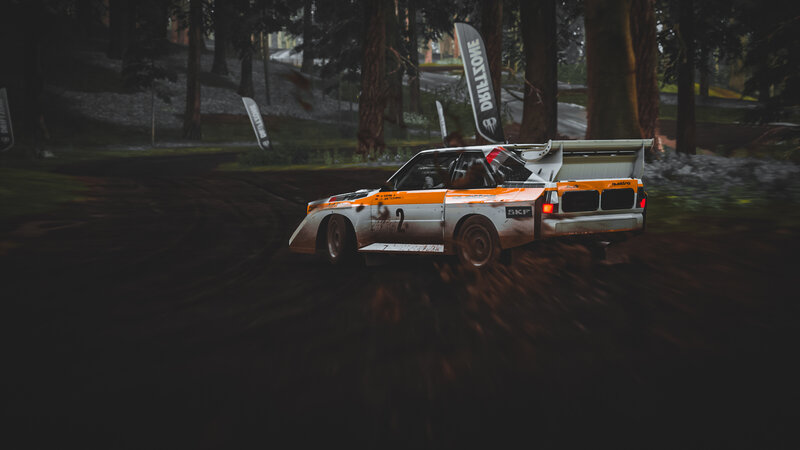 Rally Car Drifting — White, Dynamic, Night