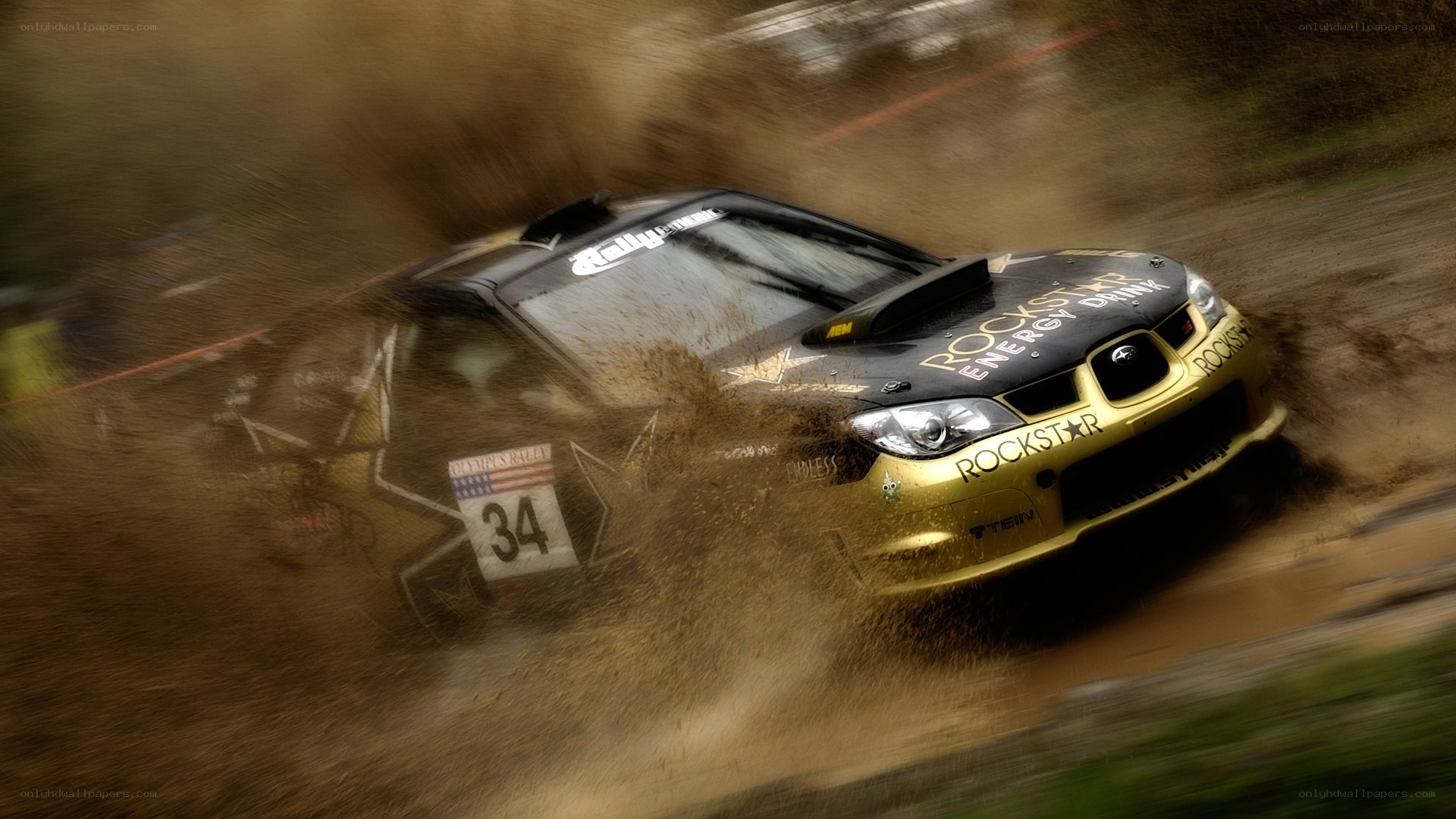 Rally car in action