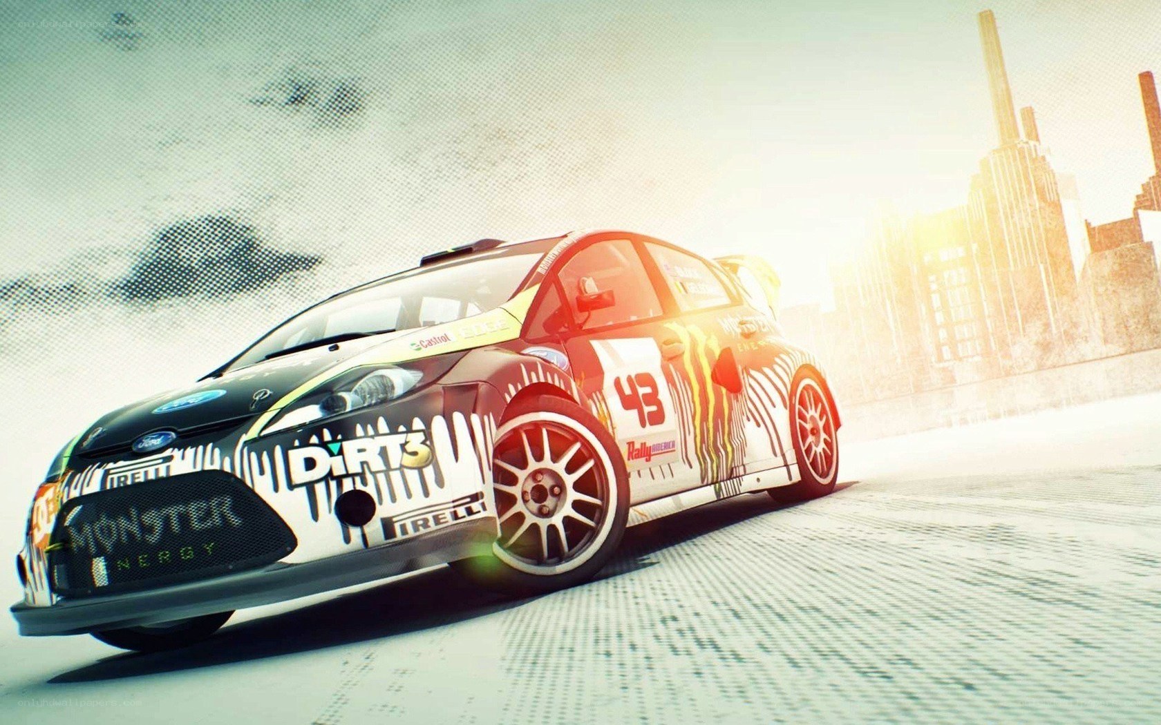 rally car in city
