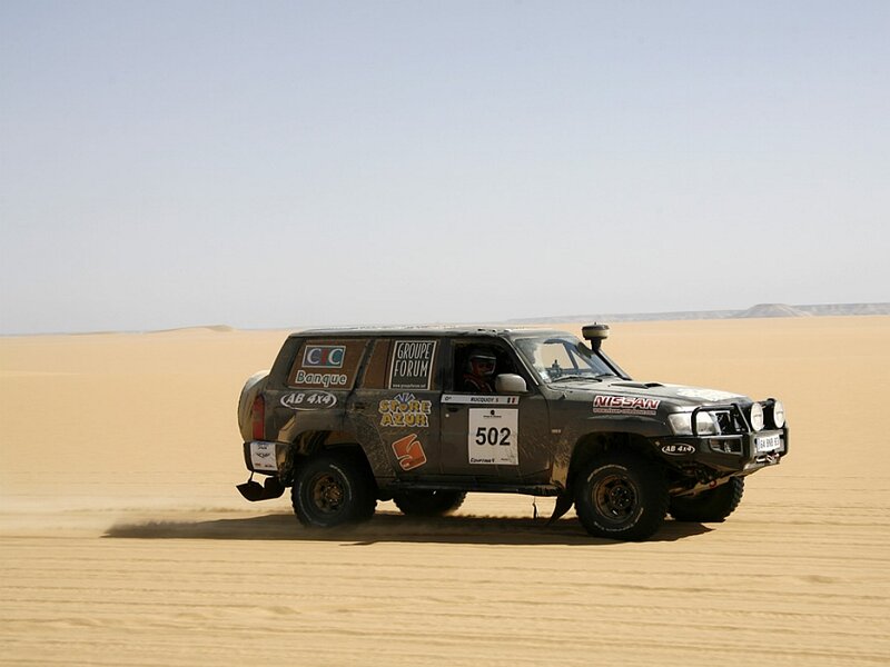 Rally Car in Desert — Brown, Desolate