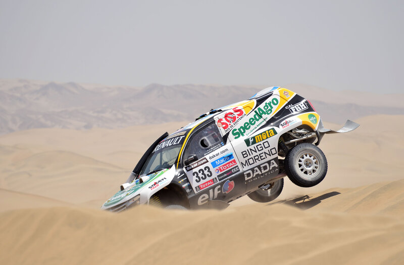 Rally Car in Desert — Brown, Dramatic