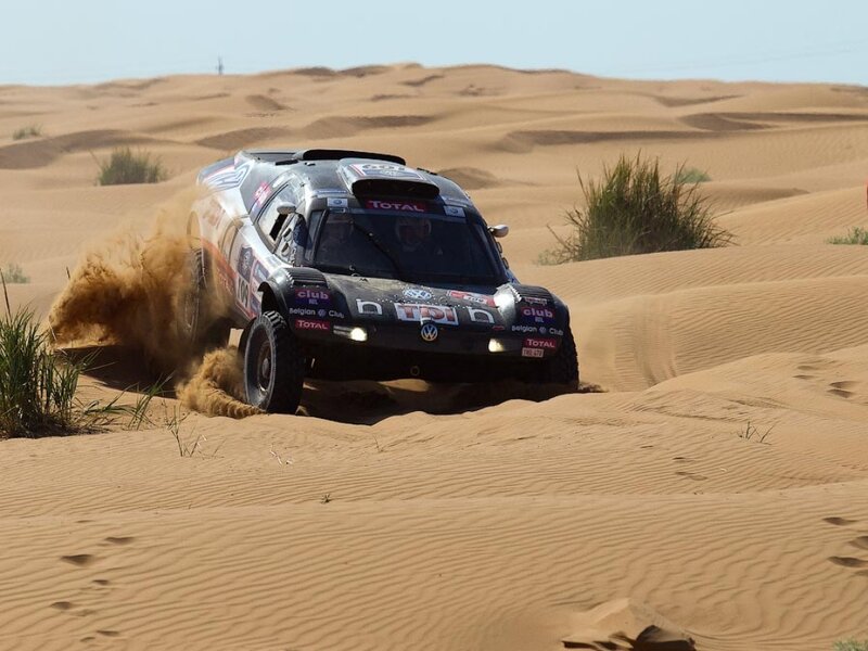 Rally Car in Desert — Brown, Dynamic, Afternoon, Photograph, Sand Dunes