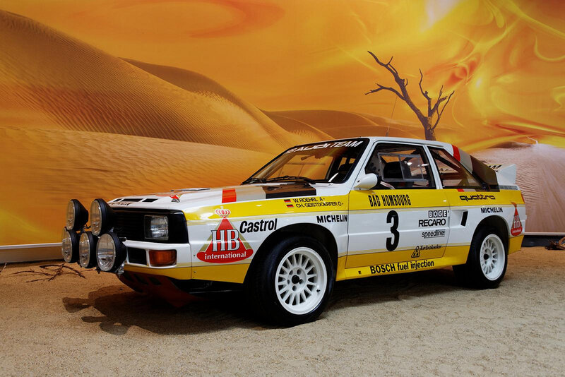 Rally car in desert display