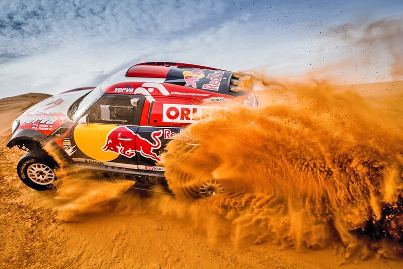Rally Car in Desert — Orange