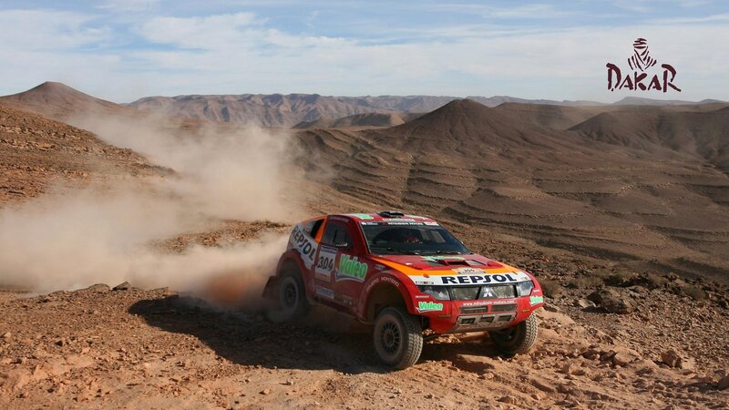 Rally Car in Desert — Red, Dramatic