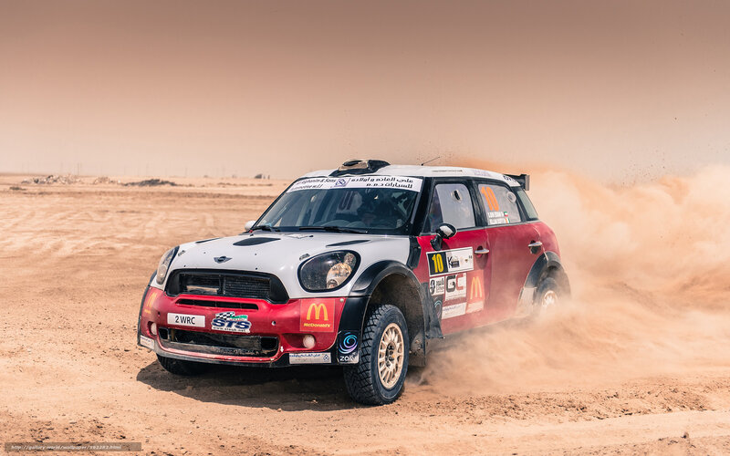 Rally Car in Desert — Red, Dynamic, Afternoon, Photograph, Dust, Sand