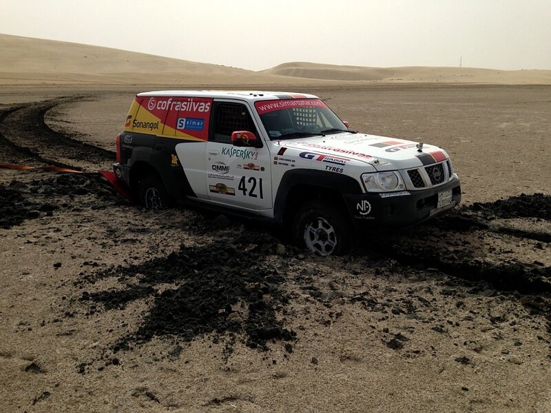 Rally Car in Desert — White, Arid
