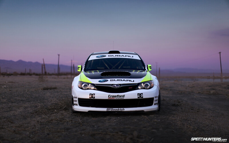Rally Car in Desert — White, Dramatic