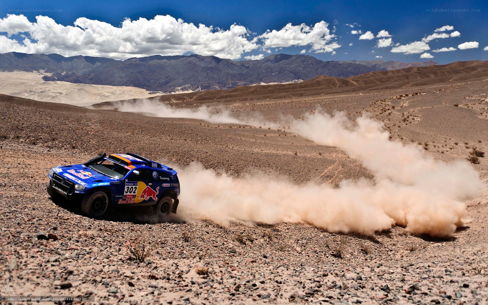 Rally car in desert