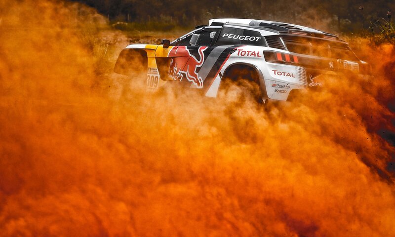 Rally Car in Dust — Orange