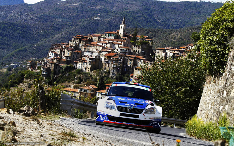 Rally car in Italian village