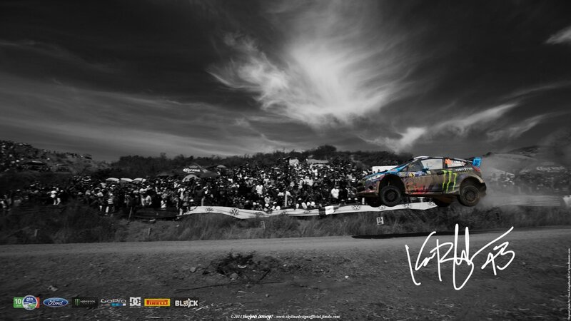Rally Car in Mid-air — Black, Dramatic, Photograph