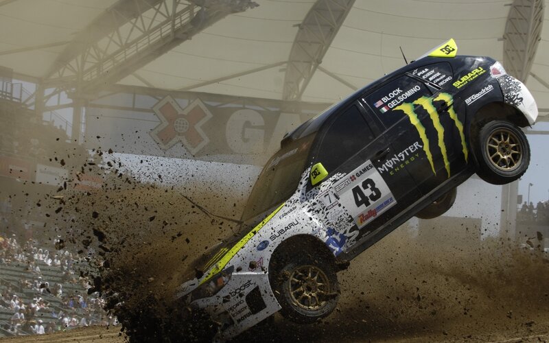 Rally Car in Mid-air — Black, Dynamic