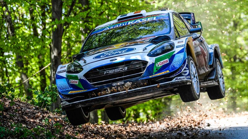 Rally Car in Mid-air — Green, Dynamic, Summer