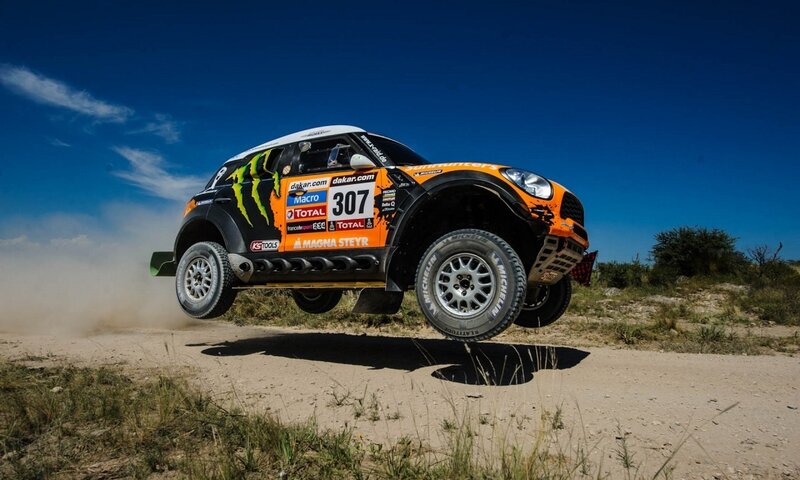 Rally Car in Mid-air — Orange, Dynamic, Afternoon