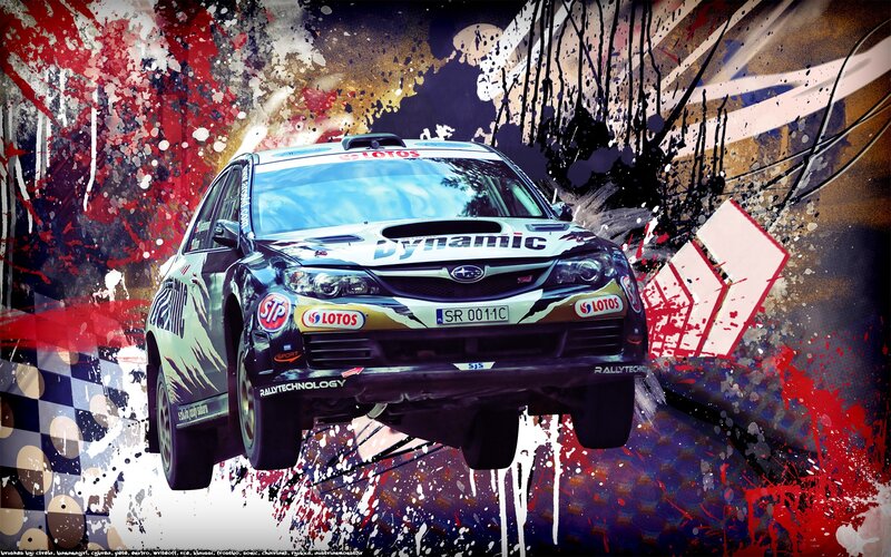 Rally Car in Mid-air — Red, Dynamic, Digital Art
