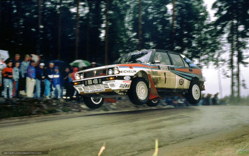 Rally Car in Mid-air — White, Dynamic, Photograph