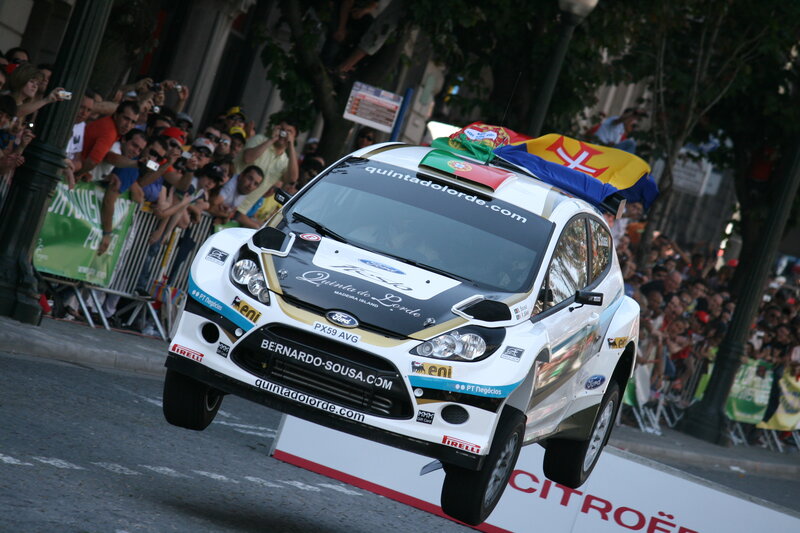 Rally Car in Mid-air — White, Dynamic
