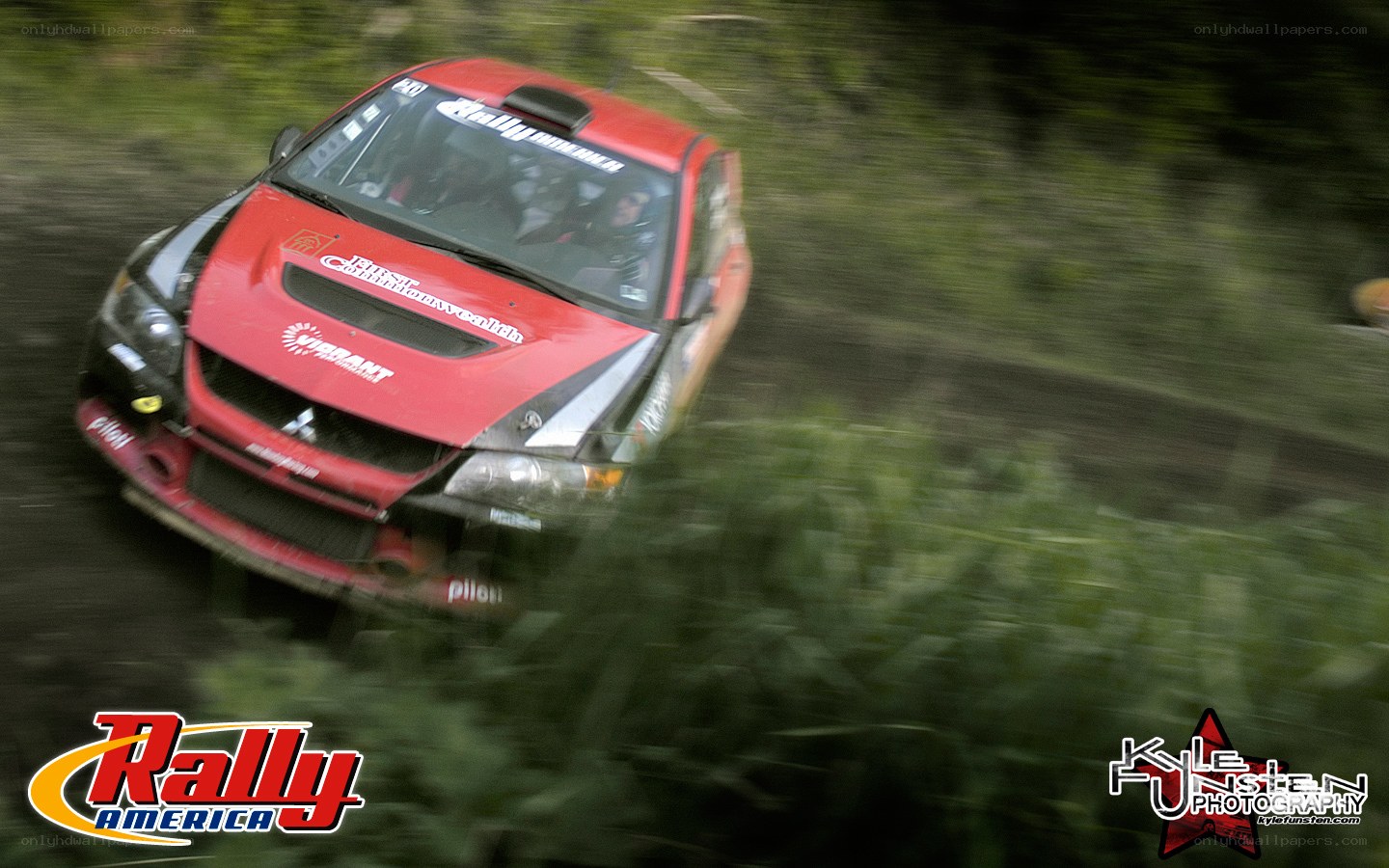 Rally car in motion