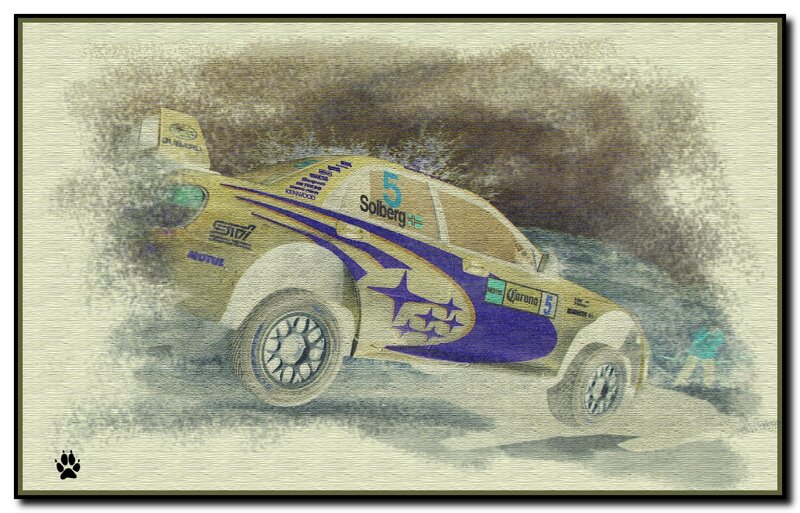 Rally Car in Motion — Yellow