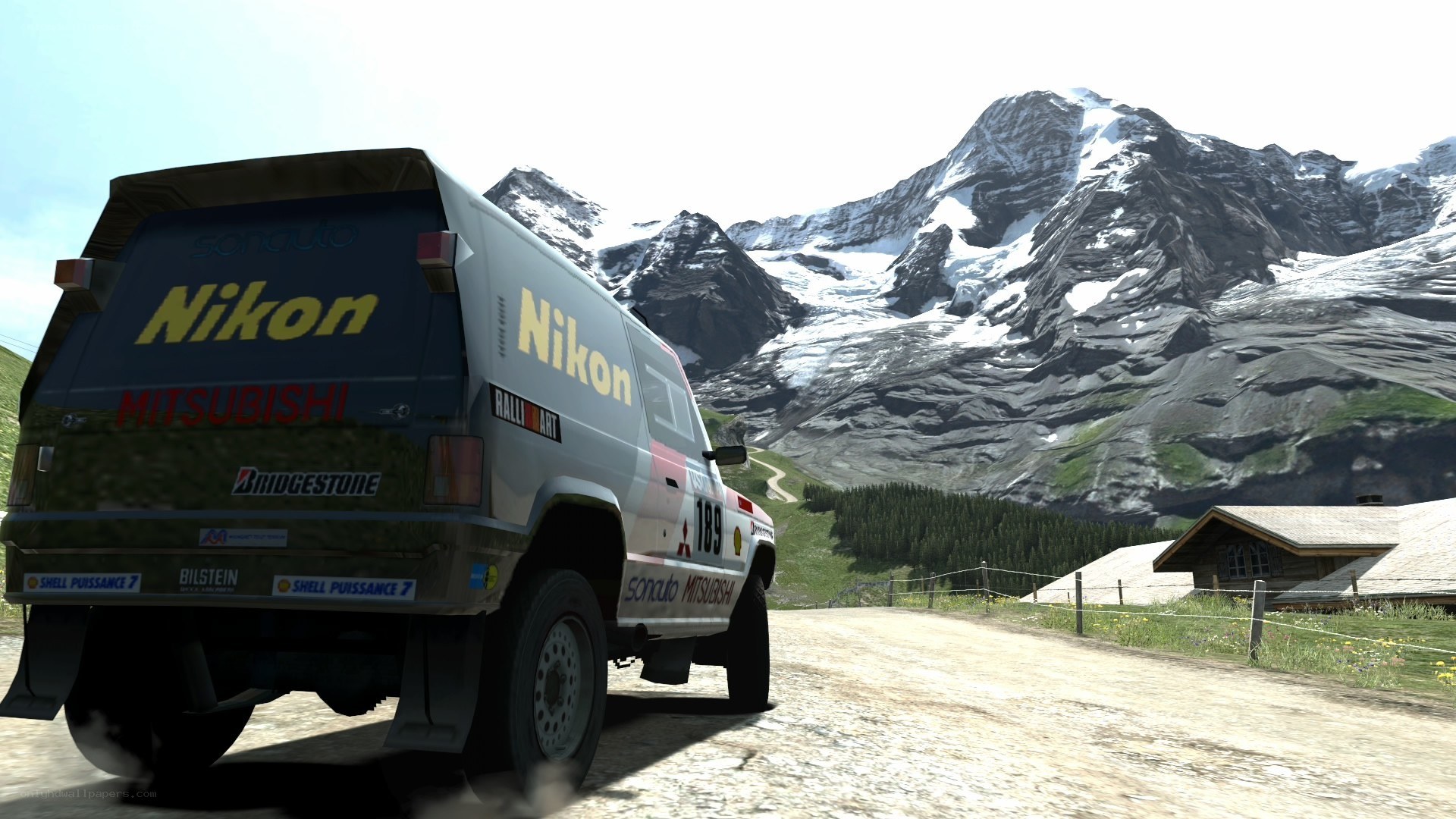 Rally car in mountain pass