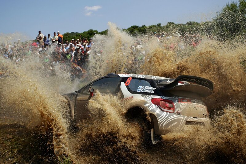 Rally Car in Mud — Brown, Dynamic, Afternoon