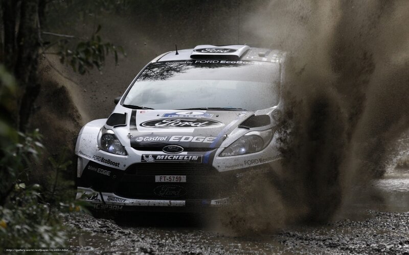 Rally Car in Mud — White, Dramatic