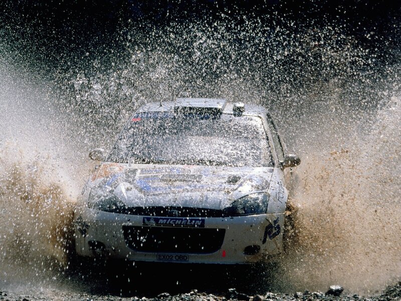 Rally Car in Mud — White
