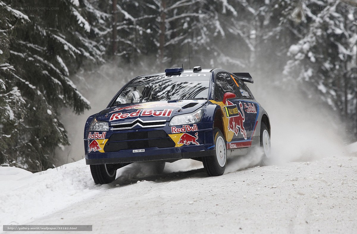 rally car in snow
