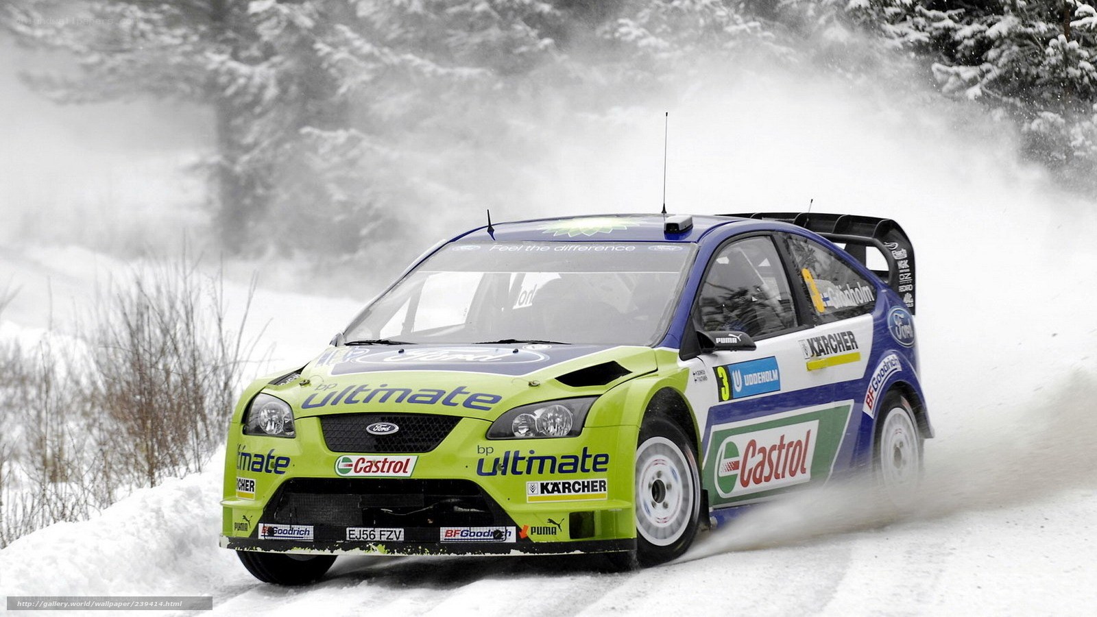 rally car in snow