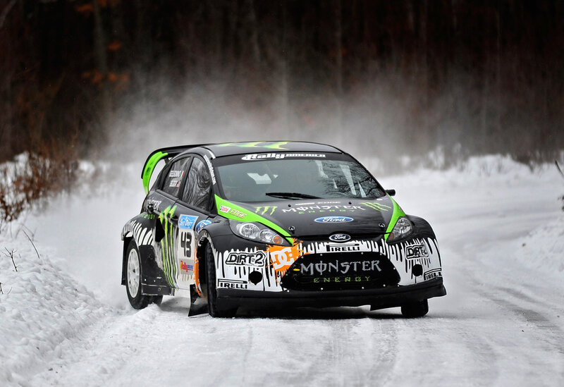 Rally Car in Snow — Black, Dynamic, Winter, Photograph