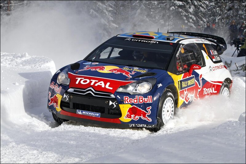 Rally Car in Snow — Blue, Dynamic, Winter