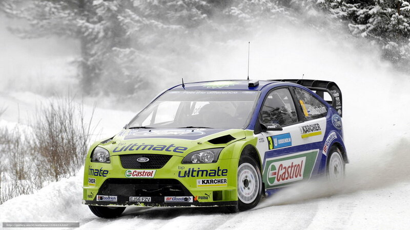 Rally Car in Snow — Green, Dynamic, Winter